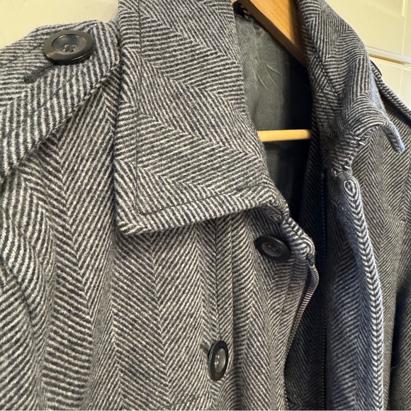 Vintage Club Monaco Herringbone Wool Trench Coat - Picture 6 of 9